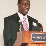 Etiene, as he gives his speech at the Share The Dream Banquet